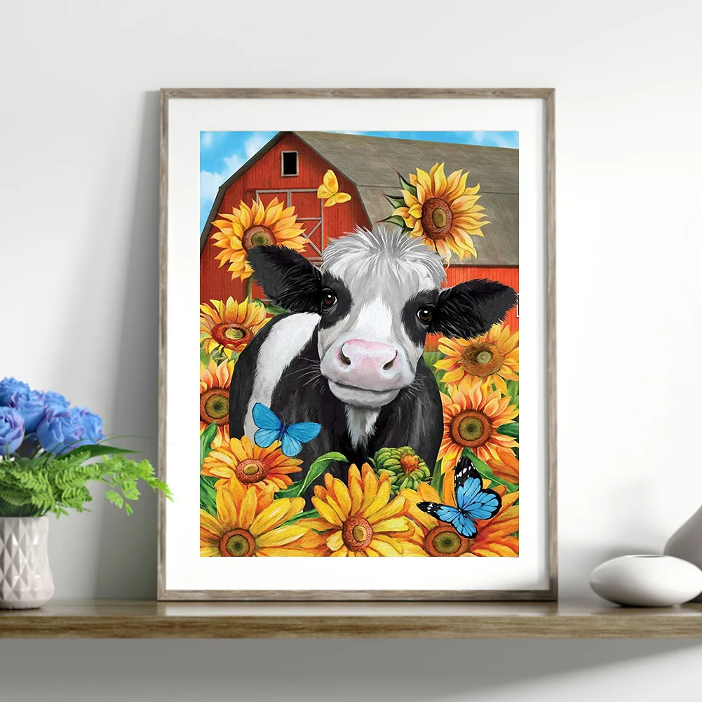 Full Round Diamond Painting 30*40cm - Sunflower Cow