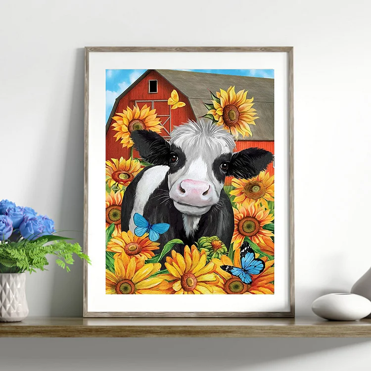 5D Diamond Painting Highland Cow in the Wild Flowers Kit - Bonanza