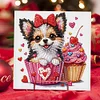 (US Local)6Pcs Flower Puppy Diamond Painting Greeting Card Diamond Handmade Card