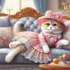 Cat Dress-11CT Stamped Cross Stitch 40*40cm tapestrymarket