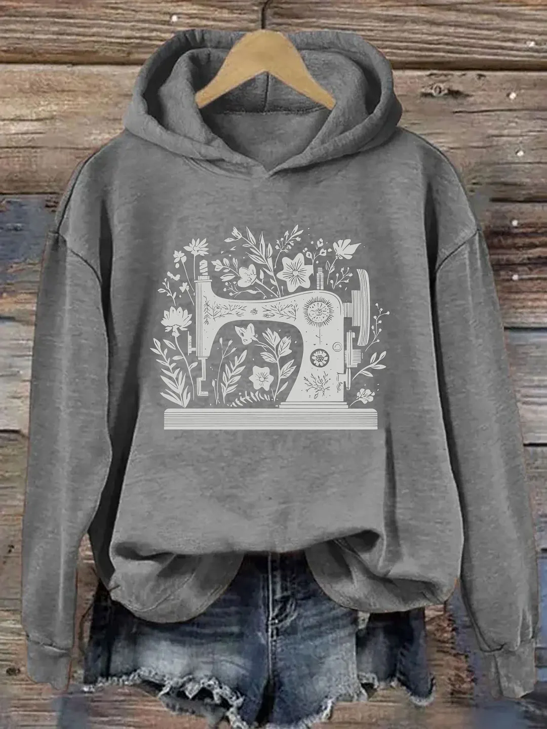 Floral Sewing Machine Lover Hoodie