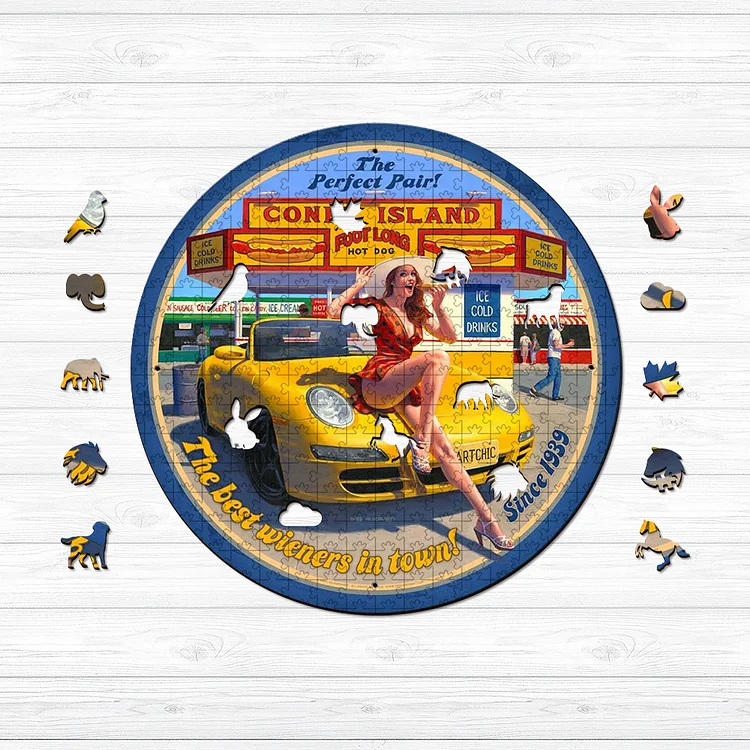 Ericpuzzle™ Ericpuzzle™Car and Beauty Wooden Jigsaw Puzzle