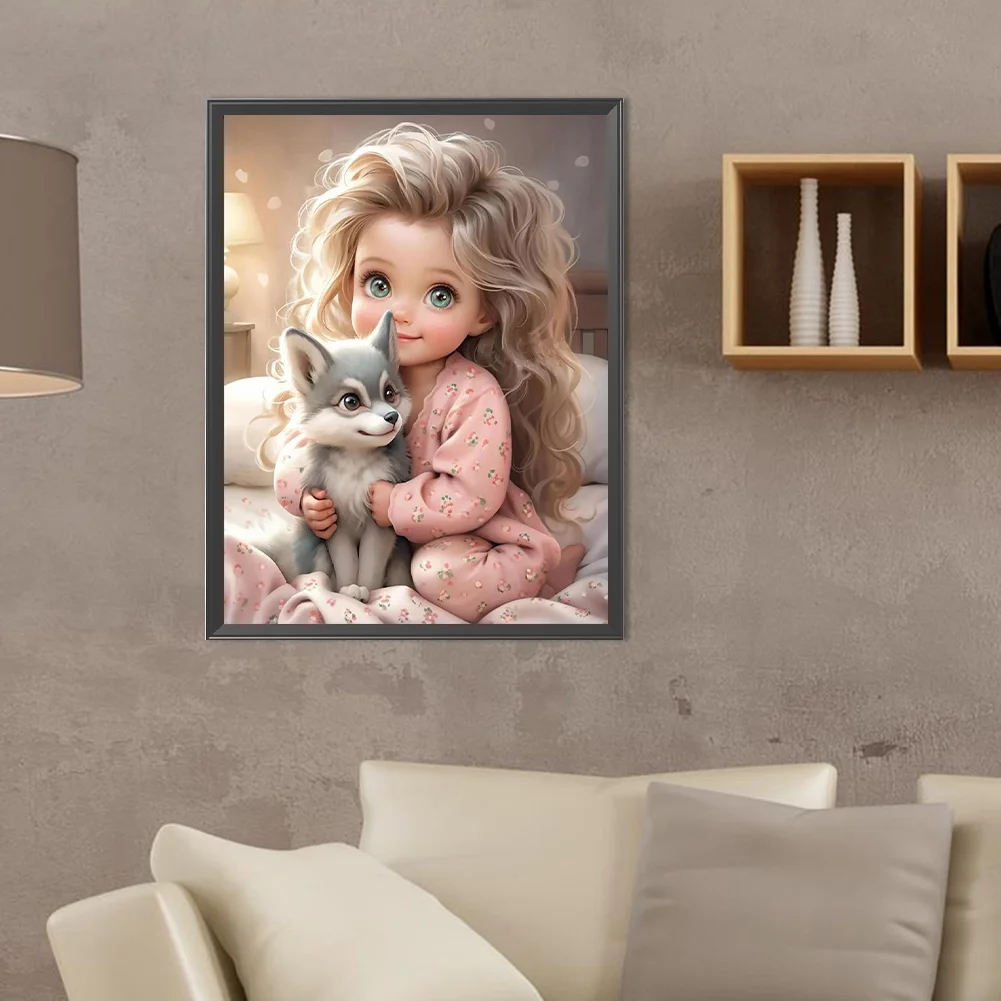 Diamond Painting - Full Round Drill - Curly Hair Big Eyes Girl(Canvas|30*40cm)