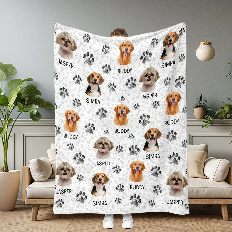 Custom Photo Dog Cat Paw Pet Blanket 