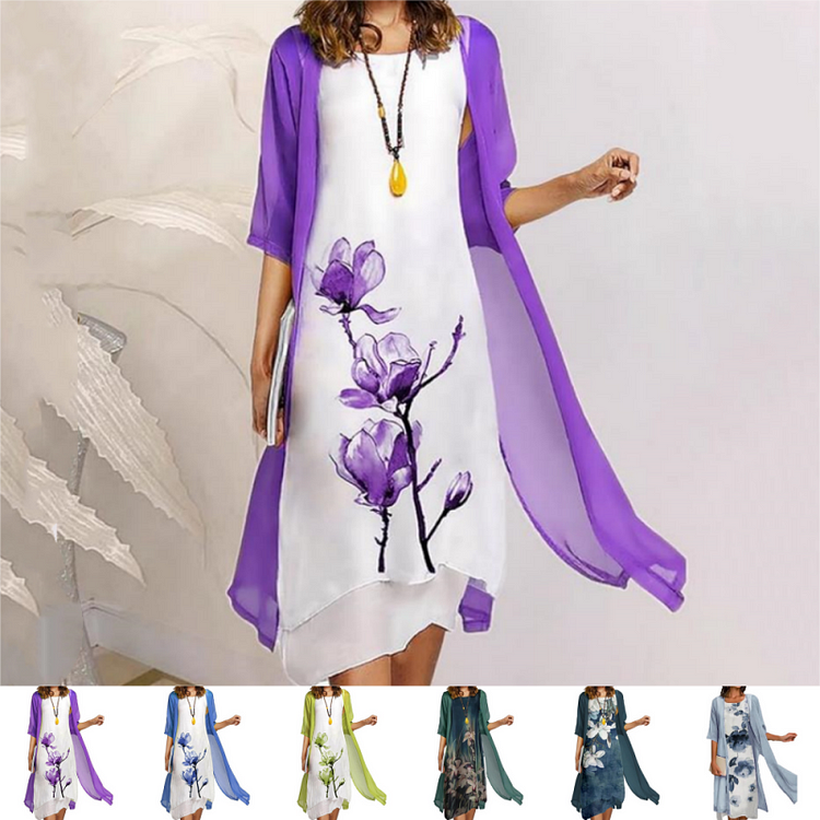 🔥Women's Two-Piece Floral Print Suit Dress