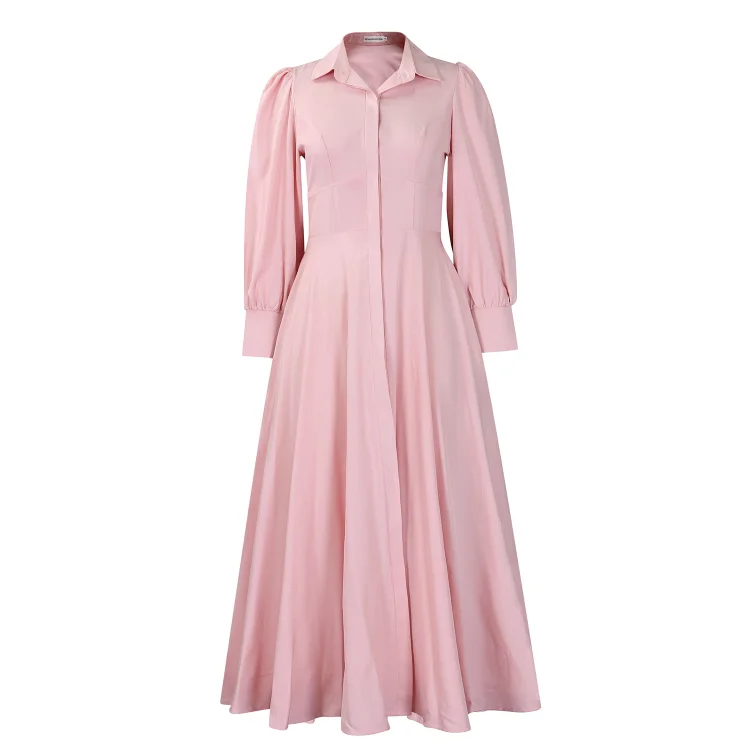 Cross-Border Preferred! Women's Elegant Long-Sleeve Mid-Length Shirt Dress 👗