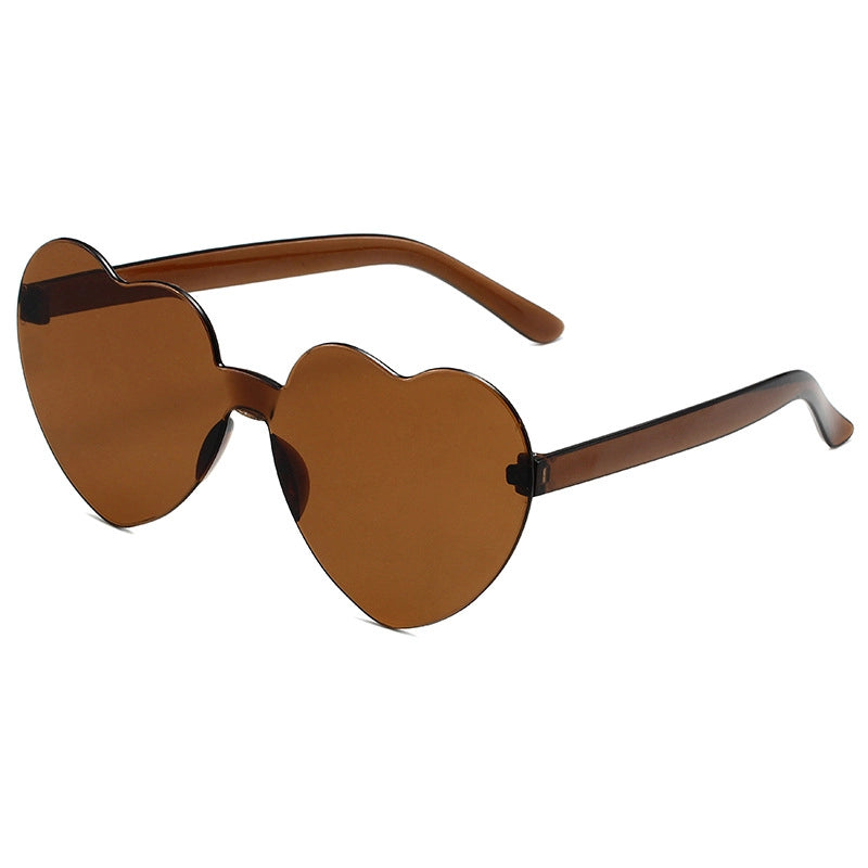 Transparent Jelly Color Love Sunglasses Men’s And Women’s Peach Heart Sunglasses Heart-shaped Conjoined Love Sunglasses