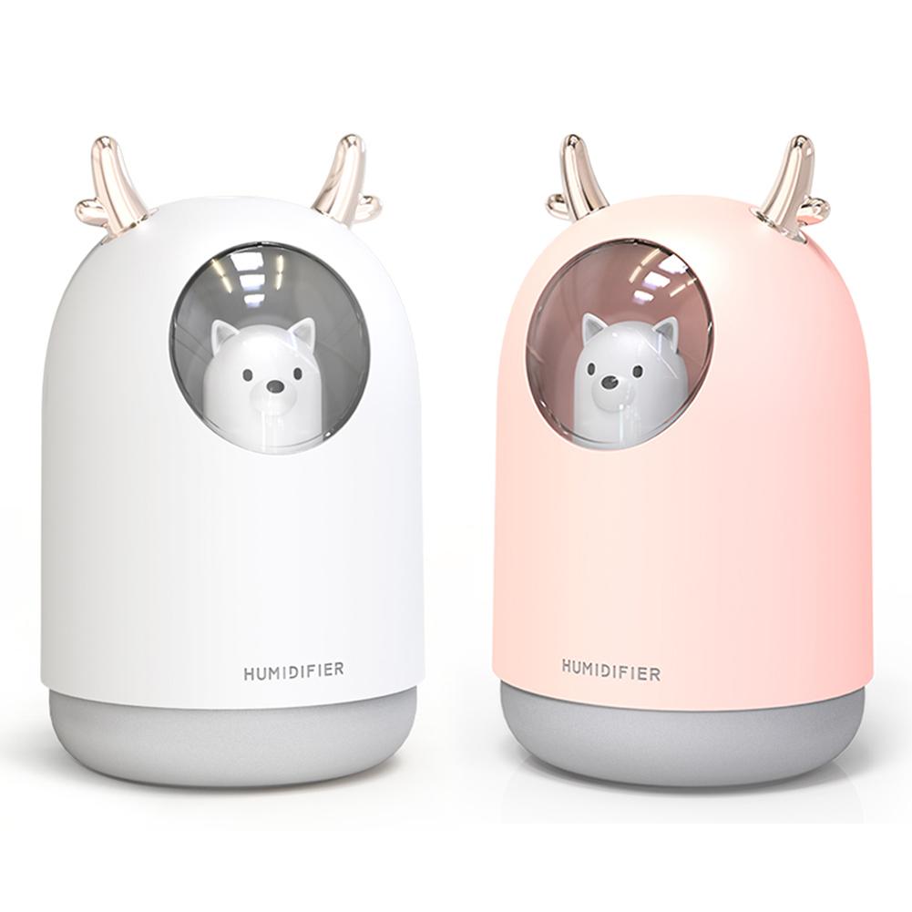 

300ml Bear LED Ultrasonic USB Air Humidifier Aroma Essential Oil Diffuser, Pink, 501 Original