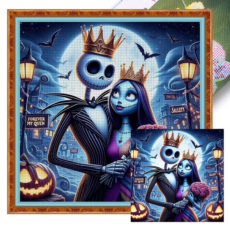 【Huacan Brand】Jack And Sally 11CT Stamped Cross Stitch 40*40CM
