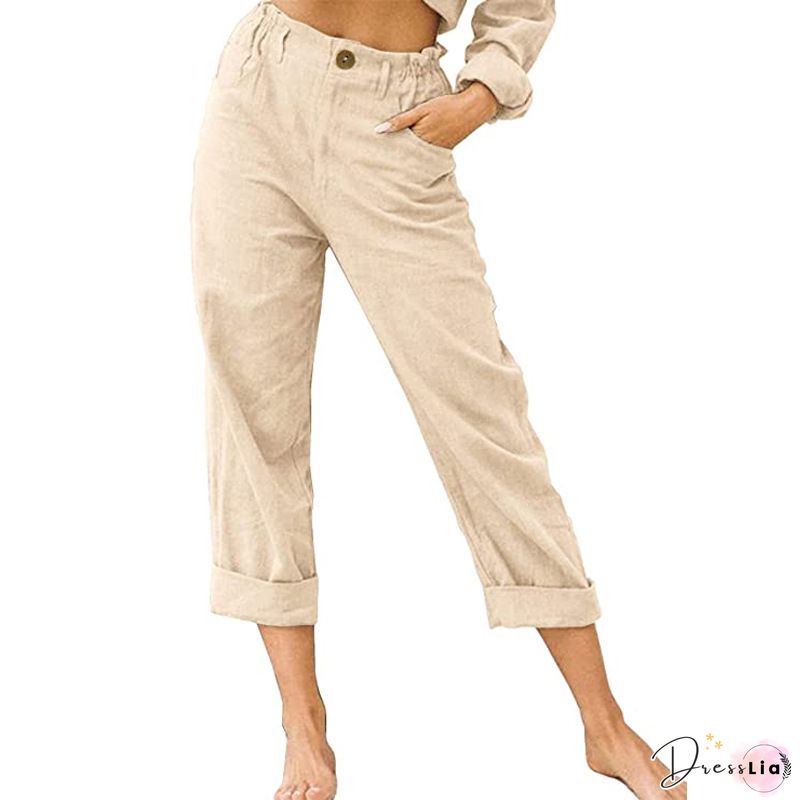 Frill High Waist Pants with Pockets
