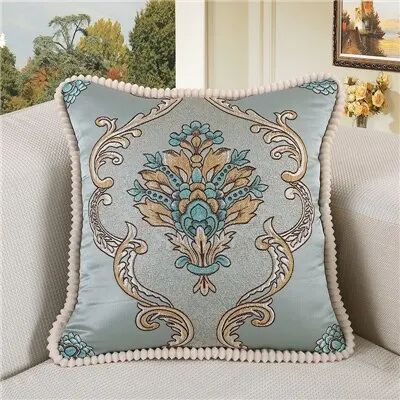 European Luxury Cushion Cover Floral Embroidered Pillow Case Home Decor Cushions For Sofa Living Room 50*50cm Throw Pillow Cover