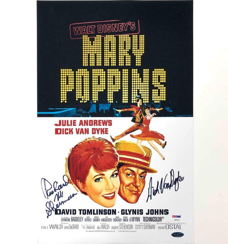 Dick Van Dyke & composer Richard Sherman signed Mary Poppins 11x17 Photo Poster painting PSA COA