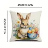 Set of 4 Easter Throw Pillow Covers 17.72x17.72in Bunny Square Pillowcase Cushion Case for Home Sofa Living Room Couch Bedroom Decor