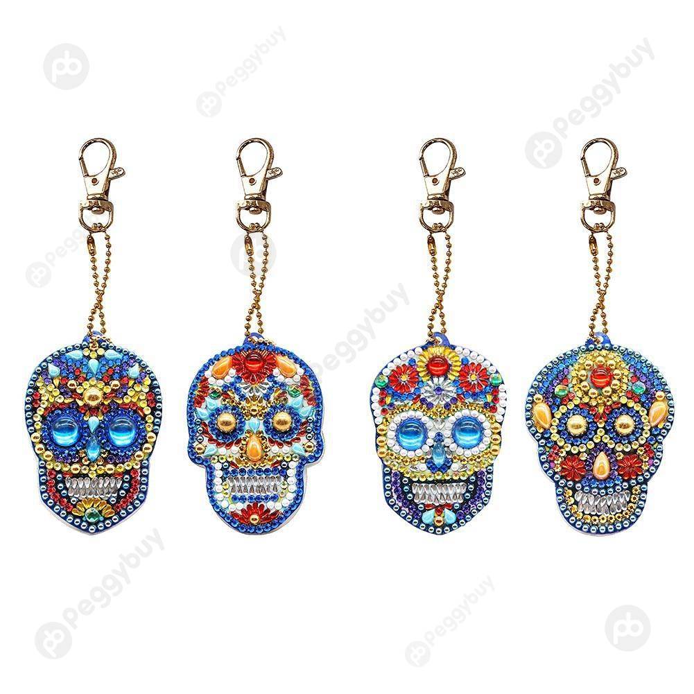 

4pcsd Skull-DIY Creative Diamond Keychain, 501 Original
