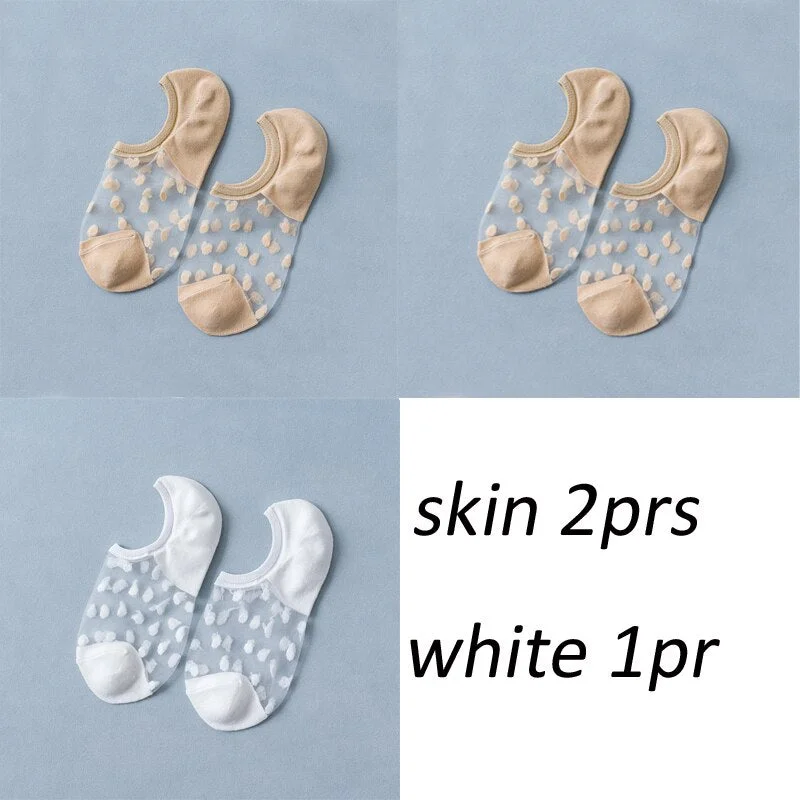 3 Pair/set Lot Fashion Dot socks for Girls Women Indoor Socks Mix Summer Colors Smooth Feeling Floor Socks Color Breathable Sox