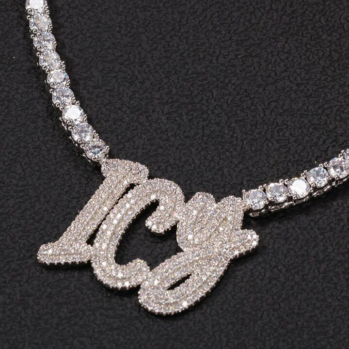 Custom Name Brush Double Layer Letter Pendant-VESSFUL