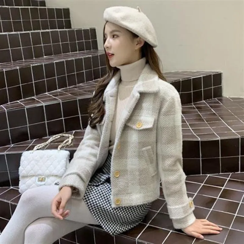 Casual Mink Like Coat 2021 New Korean Women's Top Small Autumn And Winter Foreign Style Short Cardigan
