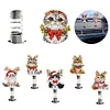 5PCS 2D Flat Xmas Cat DIY Diamond Painting Shake Car Ornaments for Center Console