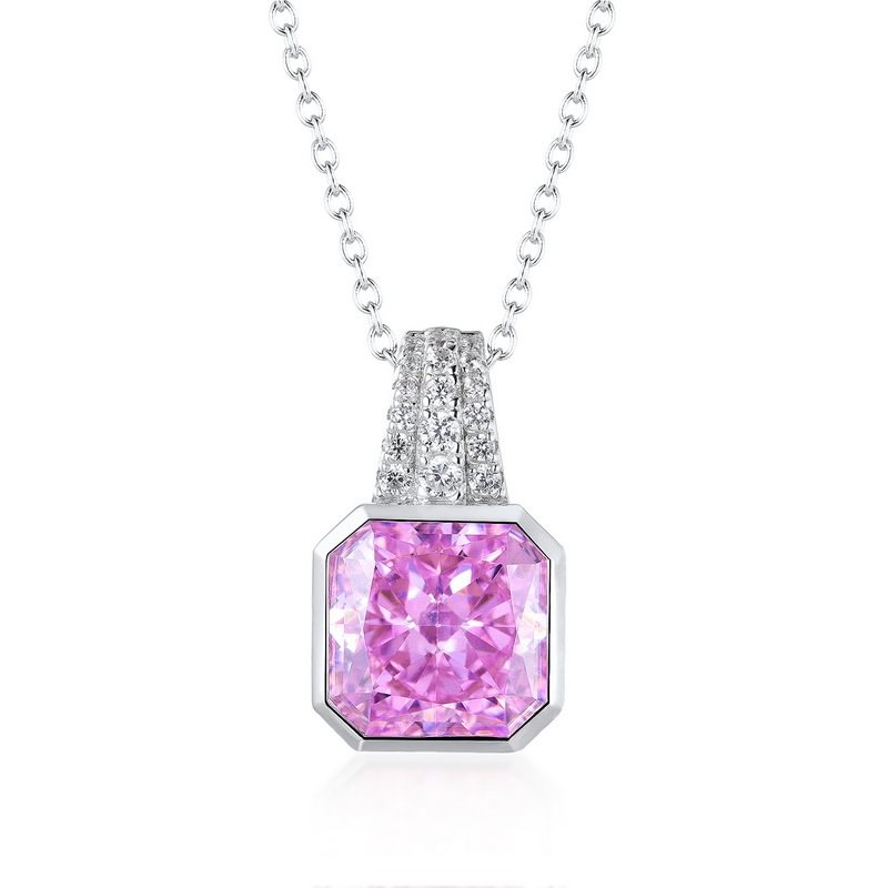 Lab-Grown Diamonds Pink Oval 7ct. Necklaces