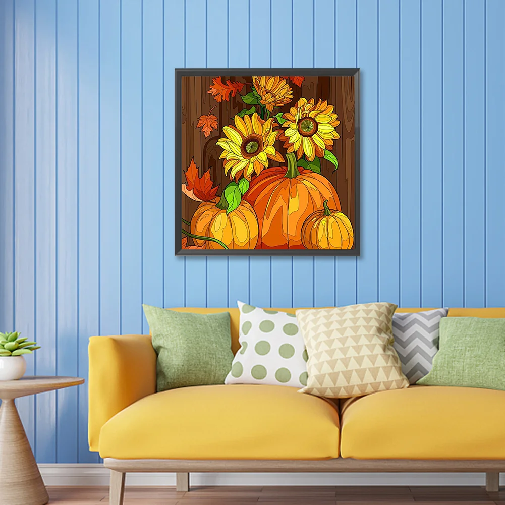 Full Round Diamond Painting 30*30cm - Pumpkin And Sunflower