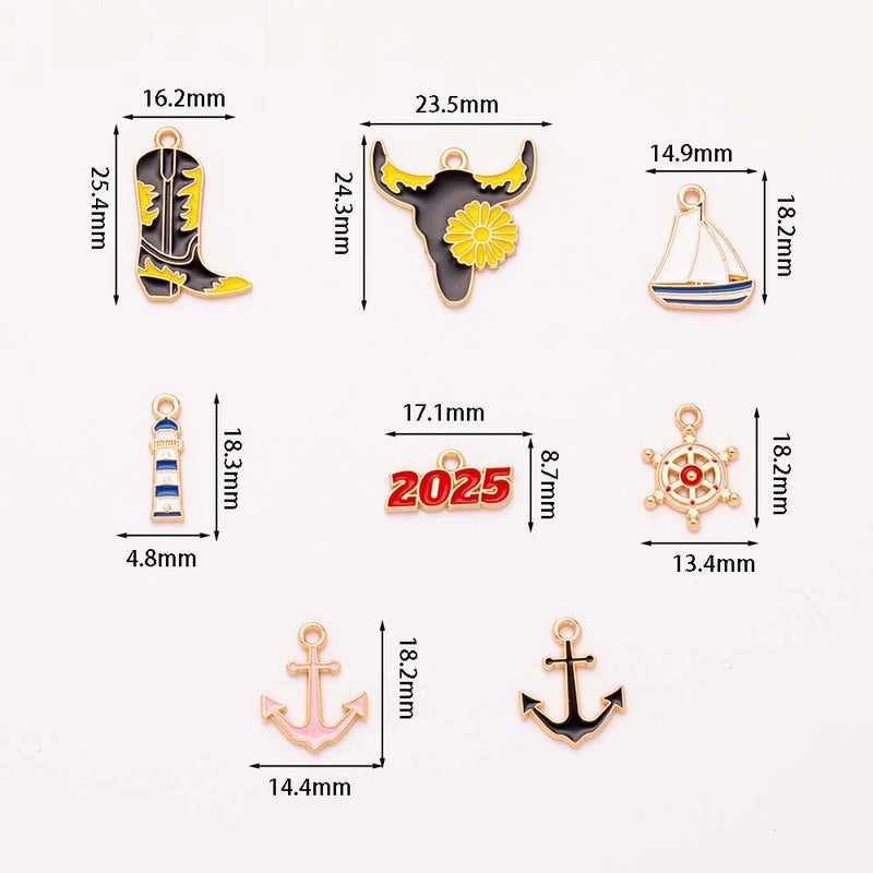 8 Pieces 10 PCS/Package Alloy K Gold Plated Rudder Anchor Pendant Jewelry Accessories