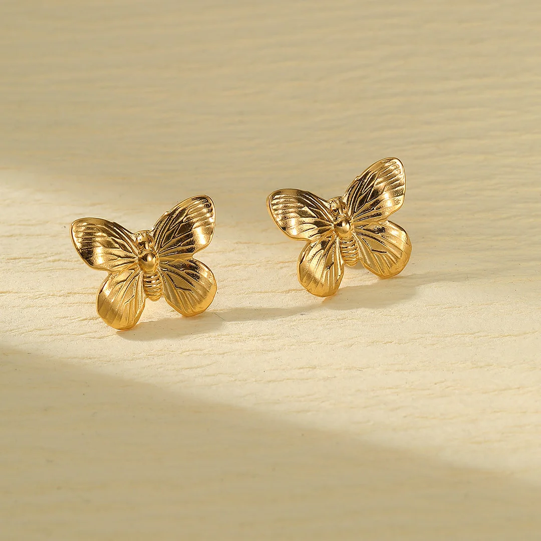 Butterfly Titanium Steel Earrings Flower Earrings