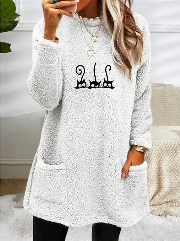 Women Long Sleeve V-neck Graphic Floral Printed Top