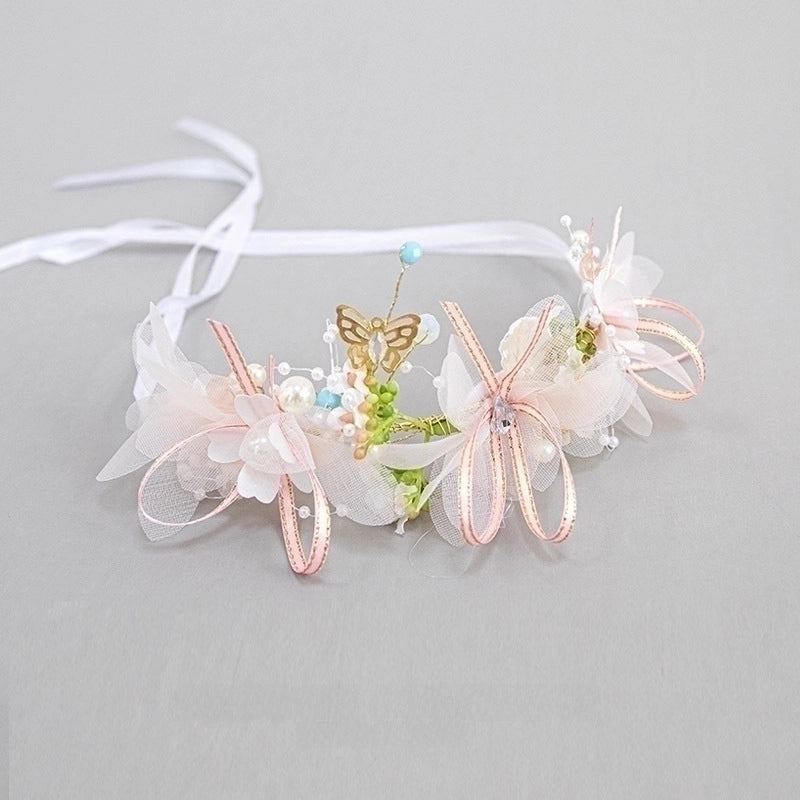 Super Fairy Beauty Children’s Headwear Beautiful Wreath Head Flower Children’s Hair Accessories Mori Girls’ Performance Host Holiday Wristlet Hair Hoop