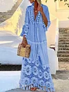Crochet Tasseled Split-Joint Long Sleeves Maxi Dresses