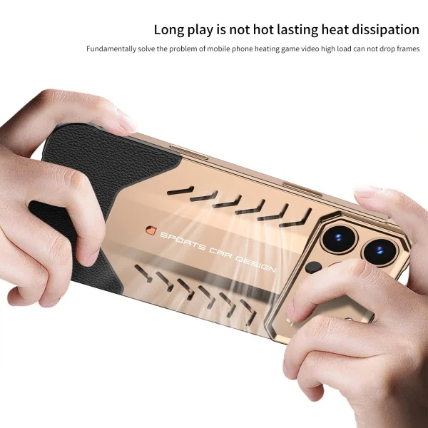Aluminum Alloy Nappa Leather Buckle Heat Dissipation And Anti-fall iPhone Case