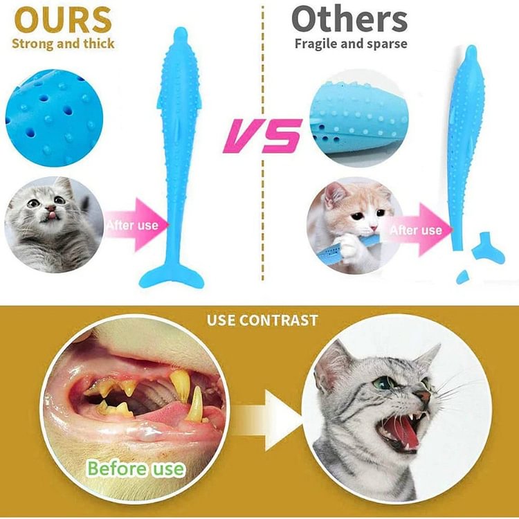 Soft Silicone Mint Fish Toothbrush Chew Cat Toy 1