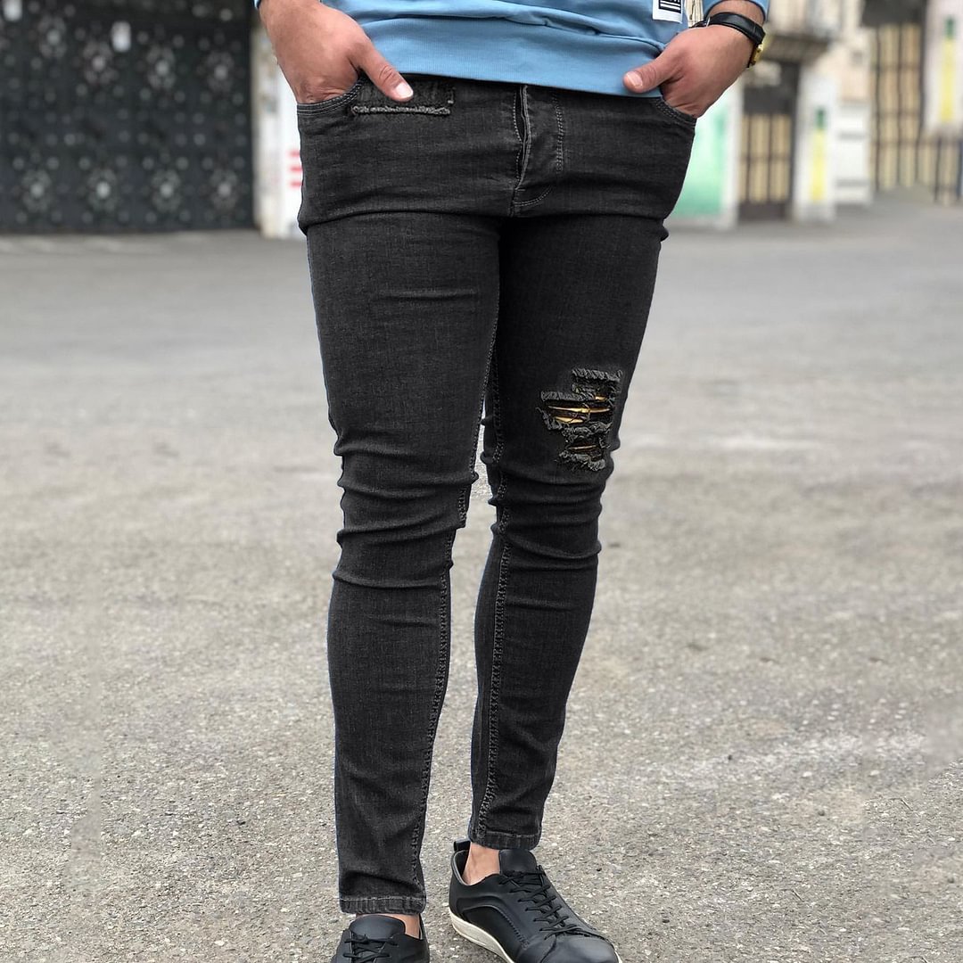 style vintage washed jeans ripped high street slacks