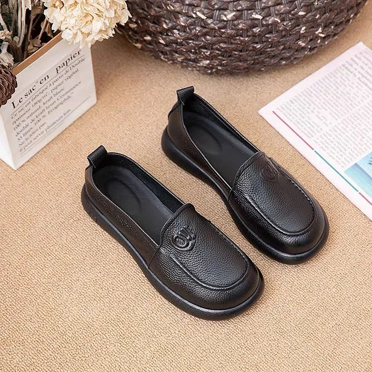 Vintage Faux Leather Women Slip on Shoes shopify Stunahome.com