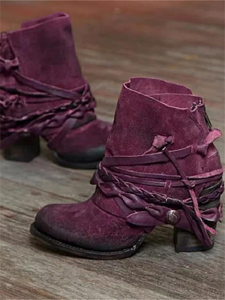  Vintage Braided Laced Ankle Boots Westsshops