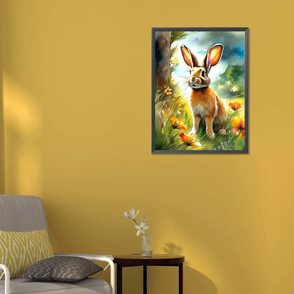 Full Round Diamond Painting 30*40cm - Rabbit In The Forest
