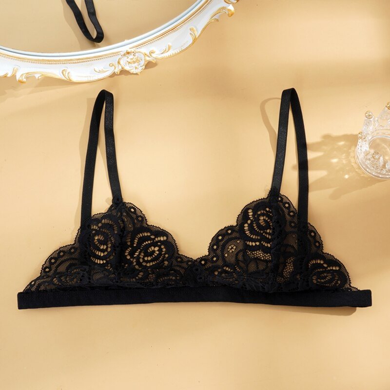 Sexy Woman Bra Floral Lace Bra Wire Free Bralette Female Unlined Breathable Lingerie Ultra-Light Adjustable Brassiere Hot 1/2pcs