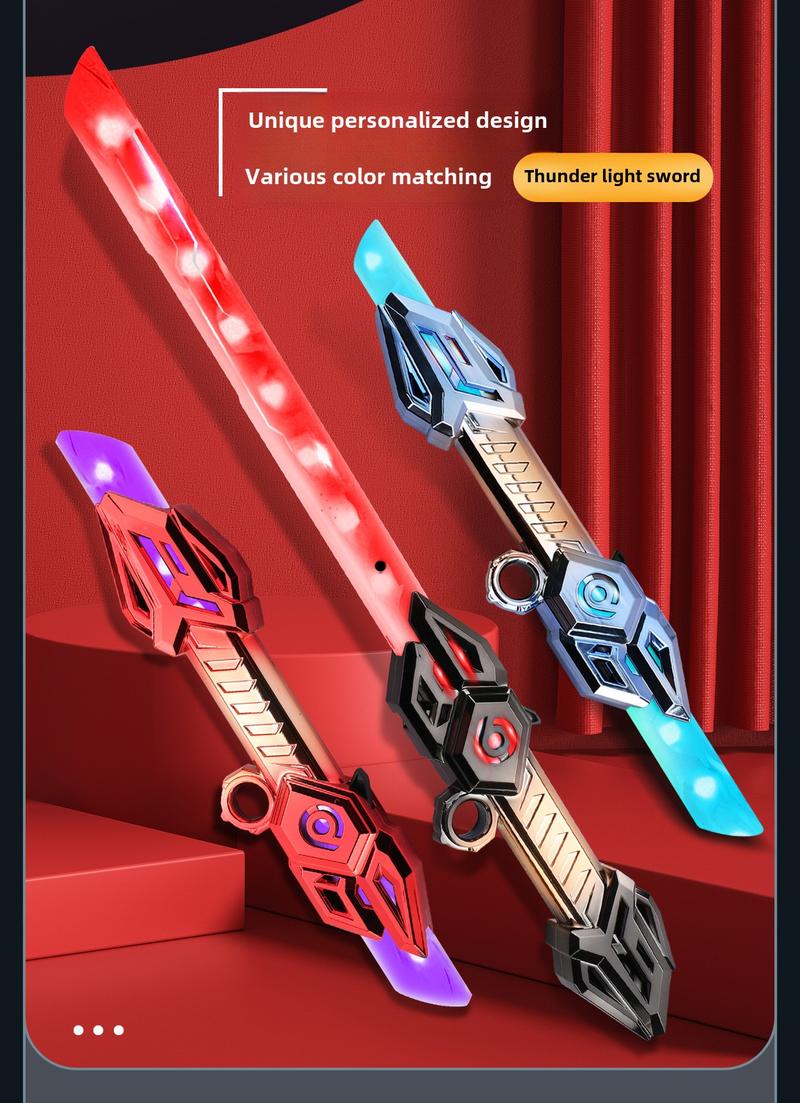 Product Introduction of New Leiteng Sound and Light Sword Cool Double-Headed Finger Rotating Laser Sword Telescopic Flash Blade Children's Luminous Toys 2