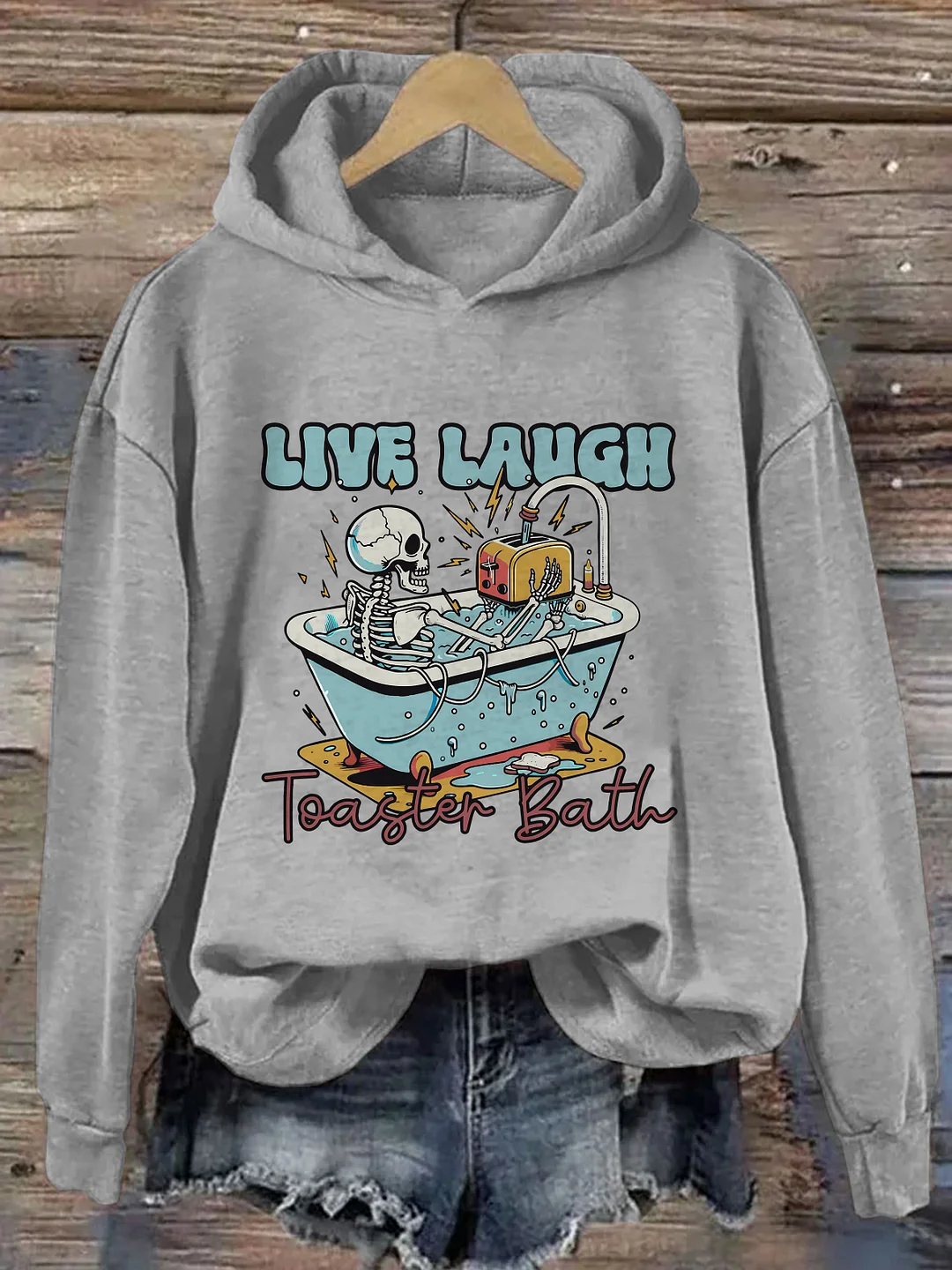 Live Laugh Toaster Bath Hoodie