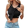 💥Chicme Round Neck Built-in Bra Ribbed Tank Top Fit Casual Comfortable