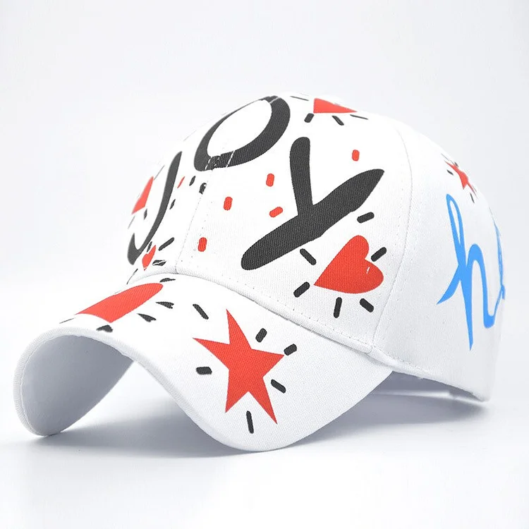 Letter Graffiti Baseball Cap Korean Hat Female Spring And Summer Popular Printed Hat Curved Brim Peaked Cap Personality Sun Hat