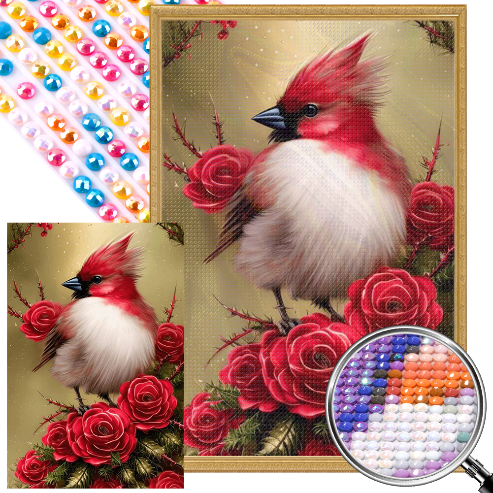 Cardinal On Flower Branch 40*60cm(picture) full round drill diamond painting  with 4 to 12 colors of AB drills 9.99