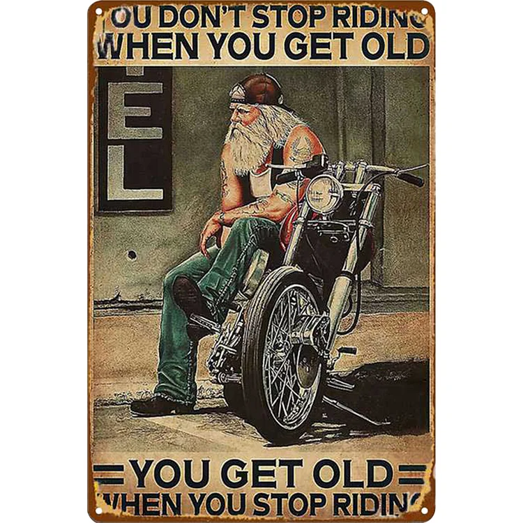 Old Man Riding A Motorcycle - Vintage Tin Signs/Wooden Signs - 8*12Inch/12*16Inch