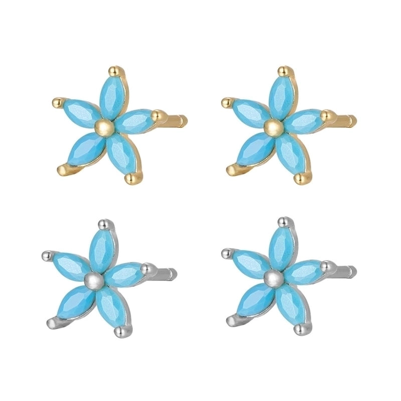 1 Pair 925 Sterling Silver Flower Ear Studs
