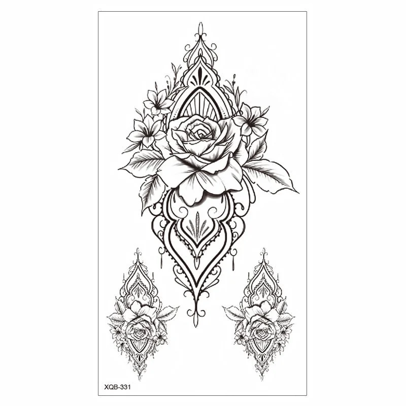 Waterproof Tattoo Sticker Temporary Tattoo Black Rose Tattoo Leg Chest Arm Tattoo Man Woman Tattoo Skin Tattoo Art Tatouage TaTy 515