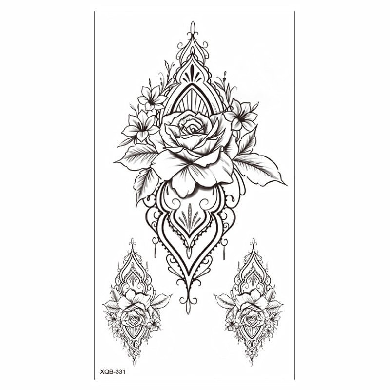 Waterproof Tattoo Sticker Temporary Tattoo Black Rose Tattoo Leg Chest Arm Tattoo Man Woman Tattoo Skin Tattoo Art Tatouage TaTy 712