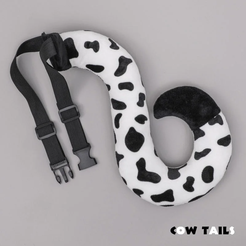 Cows Cosplay Accessories 2Pcs Set Cute Milk Cow Headband With Adjustable Removable Tails High Quality Comic Peripheral Item New