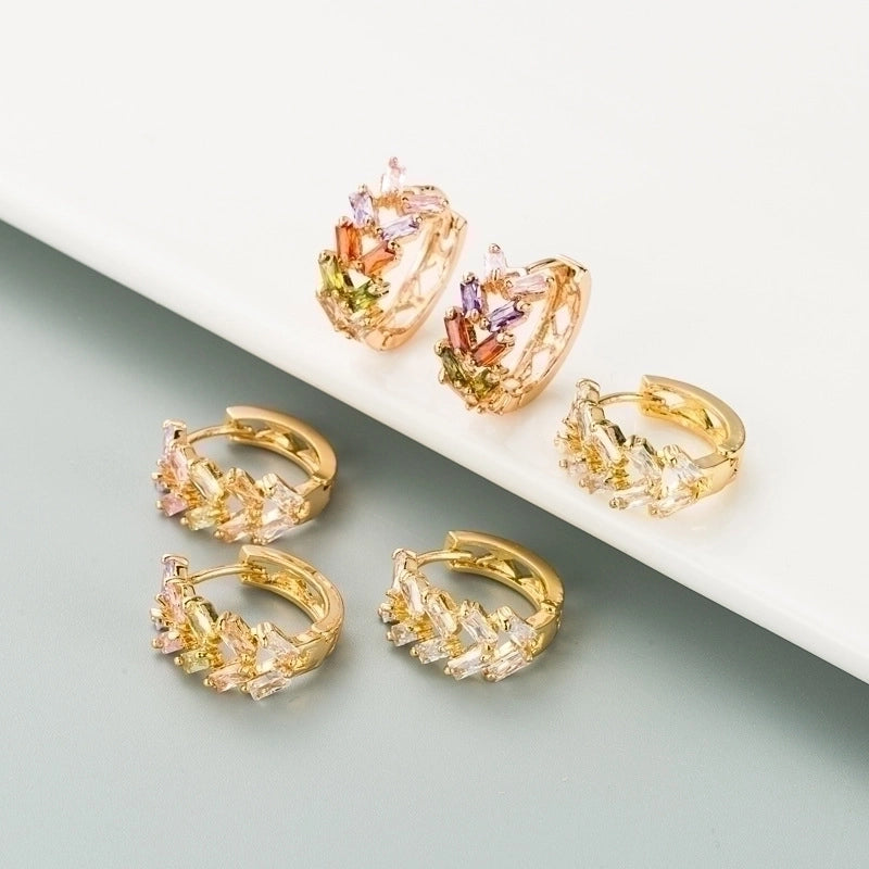 Fashion Geometric Copper Artificial Gemstones Copper Earrings