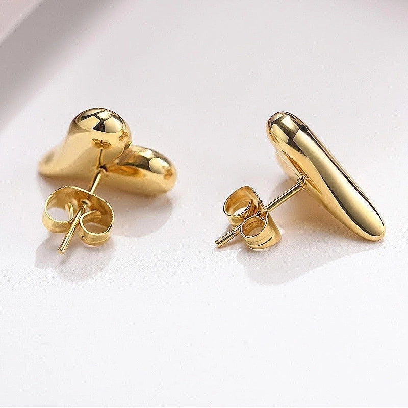 Titanium Steel Love Earrings Vacuum Plating Gold Simple Fashion Niche Design Women’s Water Drop Heart-shaped Earrings