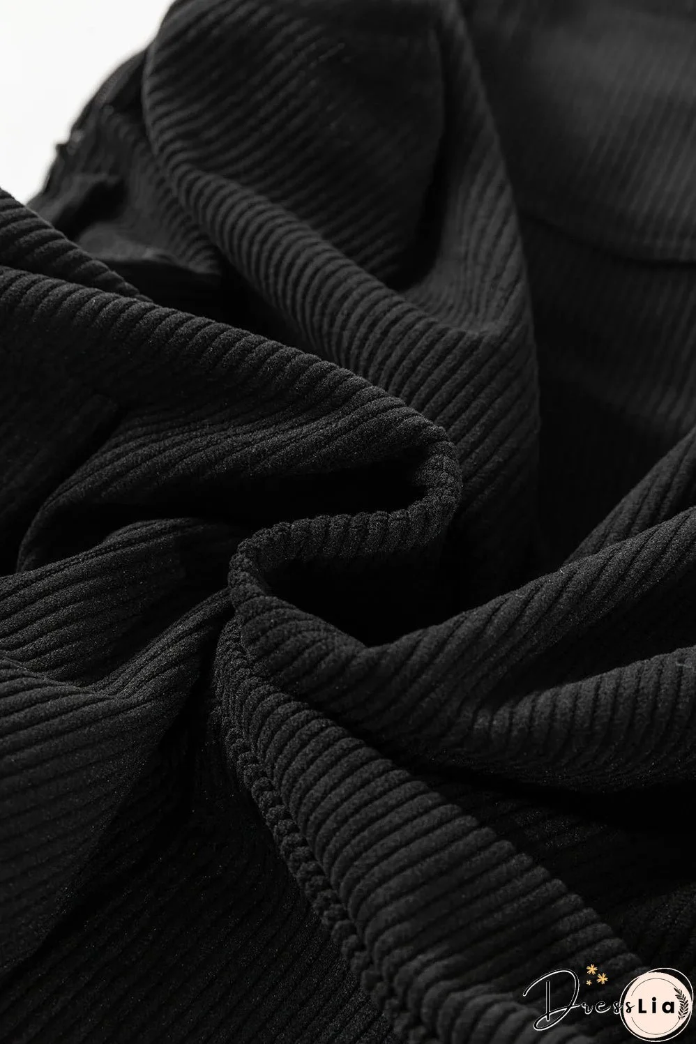 Black Solid Front Pockets Sleeveless Corduroy Overall Dress