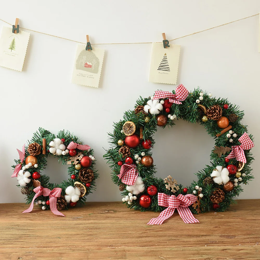 Christmas wreath new bow pine cone door hanging ornaments